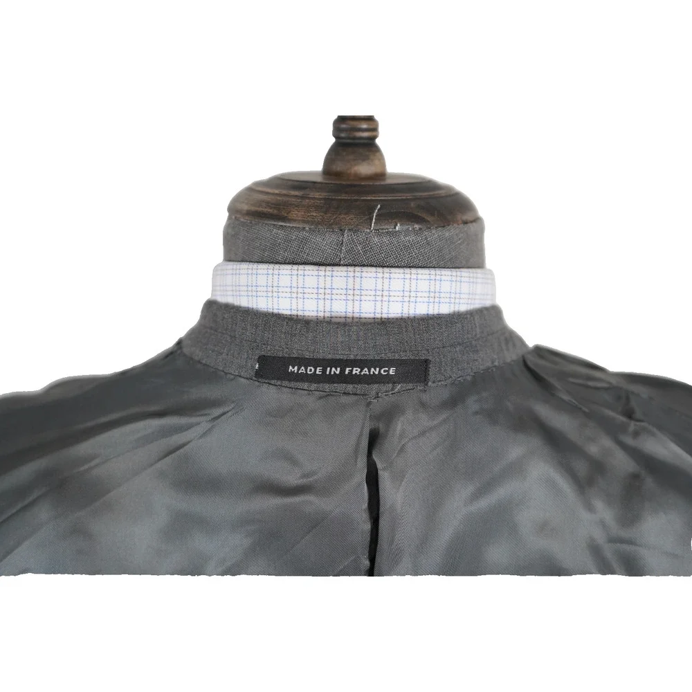 Yves Saint Laurent Vintage 1980s Solid Gray 2-Btn Suit Jacket Made in France YSL